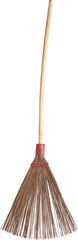 traditional broom made from midribs of coconut leaves isolated white background, eco friendly garden yard broom used for sweeping outdoor areas like gardens
