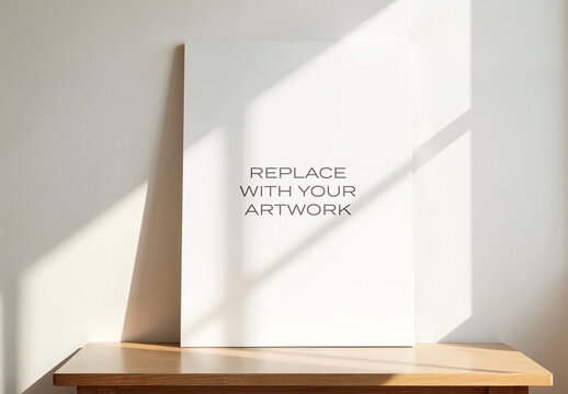 Frame Interior Canvas Wall Art Poster Room Mockup Template Blank Paper Texture