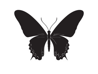 Design a tribal-style butterfly silhouette vector with sharp wing patterns