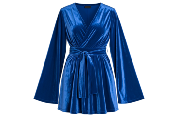 Taupe Crepe Wrap Dress with Streamlined Sleeves and Waist Sash, isolated on transparent background