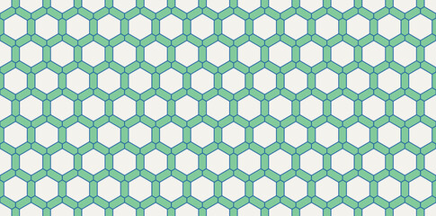 Seamless Geometric Floral Tile Pattern with White and Green Petal Shapes . Modern contemporary geometric shape design. Digital architectural material and texture resource. Blue green cream 043