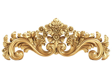 Ornate baroque gold decorative floral motif with intricate swirls and detailing