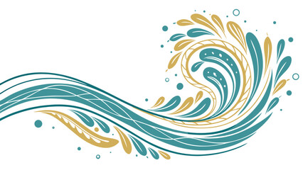 Abstract wave design with floral elements vector illustration for backgrounds and creative projects use