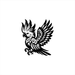 Obraz premium Stylized Black and White Cockatoo Bird Illustration.