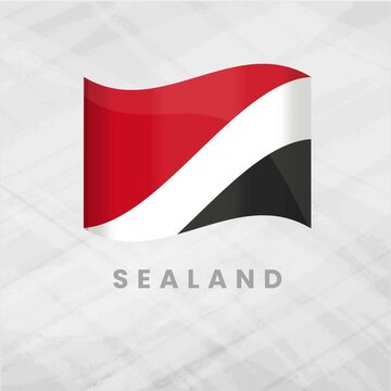 Vibrant Animated Sealand Flag Waving with Bold Red, Black, and White Diagonal Stripes Representing Independence, Identity, and Micronation Pride in the North Sea