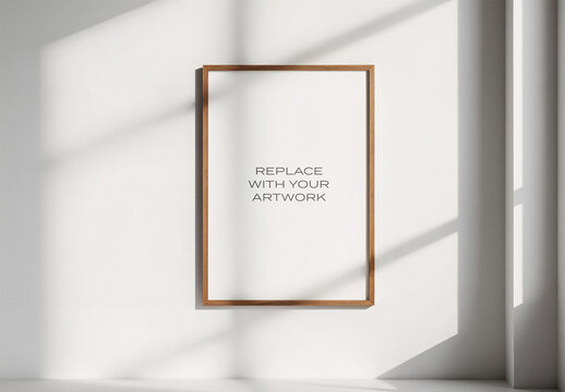 Frame Interior Canvas Wall Art Poster Room Mockup Template Blank Paper Texture