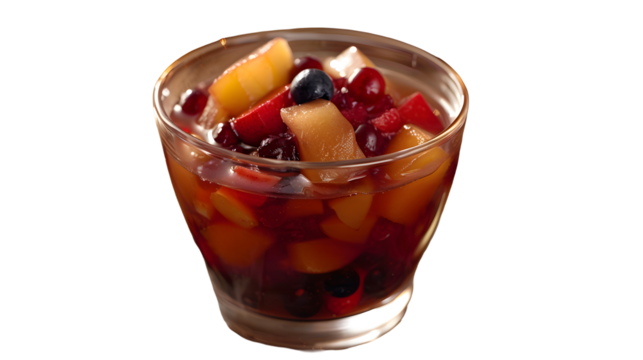 Fruit compote served warm isolated on white background, PNG