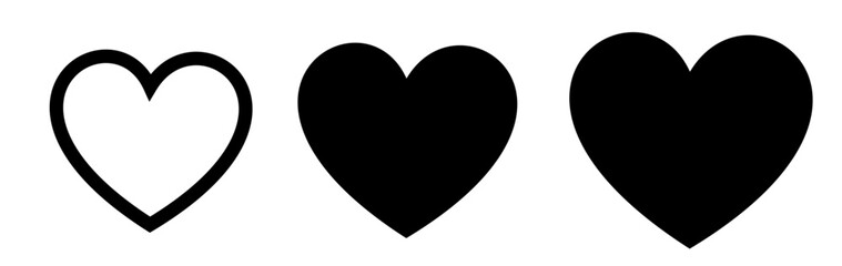 vector illustration of heart set black icon
