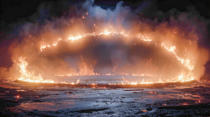 Fiery Ring Illuminates the Night Sky Dramatically