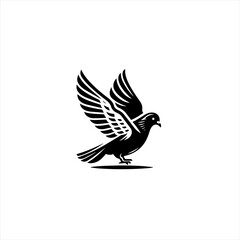 Obraz premium Stylized Black Silhouette of a Dove in Flight 1.