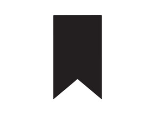 Vector icon of a black bookmark ribbon, flat top-down style, on white background