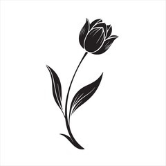 tulip flower silhouette vector minimalist black
