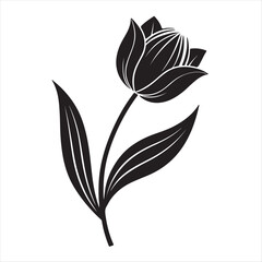 tulip flower silhouette vector minimalist black