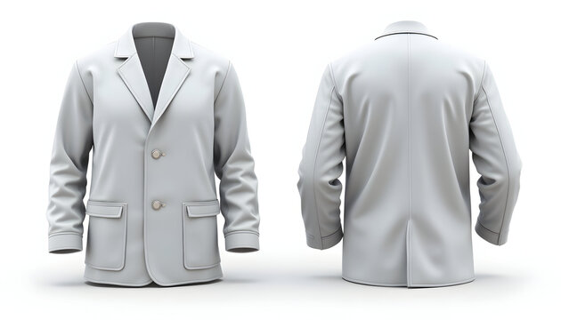 Isolated Suit Jacket Mockup Front and Back View on White