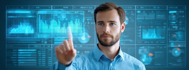 Business Analyst Engaging with Data Visualizations and Charts