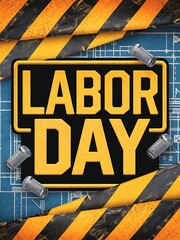 Bold Construction-Themed Labor Day Typography