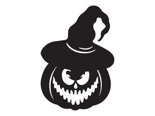 Halloween Witch Hat Pumpkin Black and White