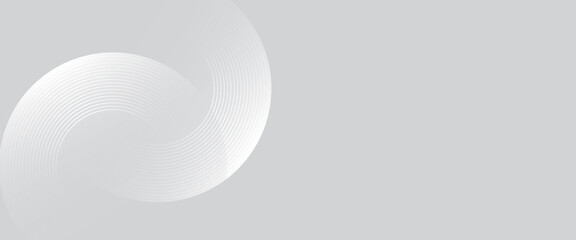 Abstract white glowing geometric lines on gray background. Modern shiny blue circle lines pattern. Futuristic technology concept.