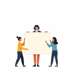 "Vector Illustration of People Holding Presentation Board"