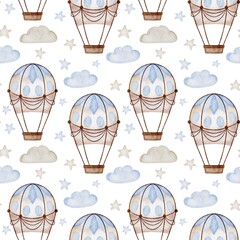 seamless watercolor pattern with balloons