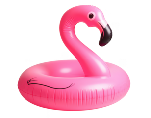 Pink flamingo pool float isolated on transparent background