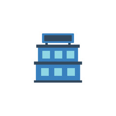 Modern Office Building with Blank Sign Flat Icon Illustration, Perfect for Business and Corporate Themes