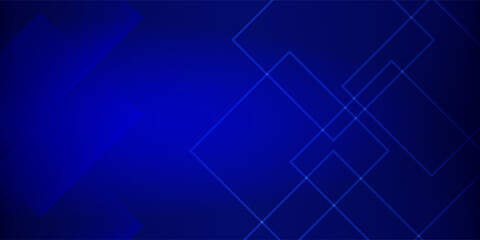 Abstract Dark Blue to Light Blue Gradient Background with Overlapping Transparent Squares and Geometric Shapes