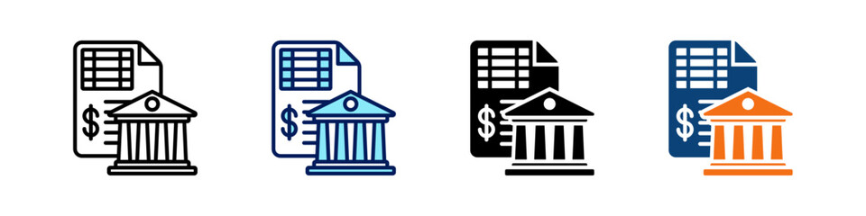 Bank Statement All In One Icon Multi Styles Vector Set
