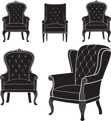 Chair Silhouette Vector ,Black Furniture Shape for Home Decor, Logo, and Interior Design Projects