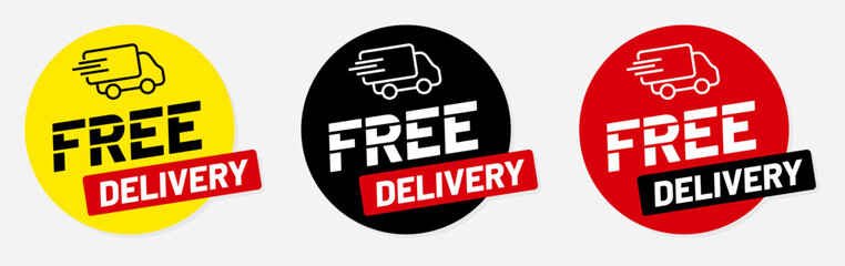 Free delivery shipping icon in three color versions