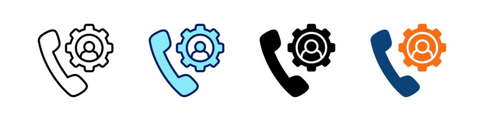 Service Call All In One Icon Multi Styles Vector Set