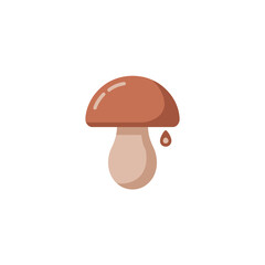 Simple illustration of a brown mushroom with a drip