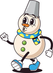Fototapeta premium Carefree Christmas snowman retro character