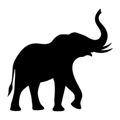 Elephant silhouette walking with trunk up