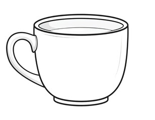 Flat Vector Minimalist White Coffee Cup Icon, Clean and Modern Design, Transparent PNG