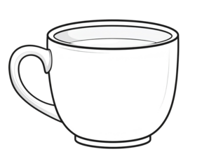 Flat Vector Minimalist White Coffee Cup Icon, Clean and Modern Design, Transparent PNG