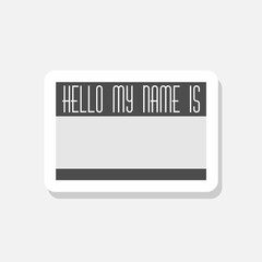 Hello my name is tag icon sticker isolated on gray background