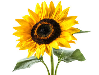 Obraz premium Isolated beautiful sunflower on white background, PNG