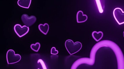 Glowing purple hearts abstract background