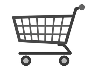 Flat Vector Minimalist Shopping Cart Icon with Bold Lines, Modern Style, Isolated on Transparent Background (2)