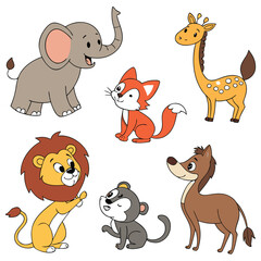 Fototapeta premium Cute Animal Icons