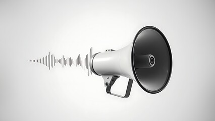 A vintage megaphone with visualized sound waves, showcasing retro charm and simplicity.
