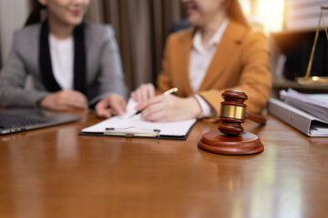 Lawyer woman with Comfort and Advise Clients, Reaching a Mutual Agreement, Agreement and Partnership Concept,