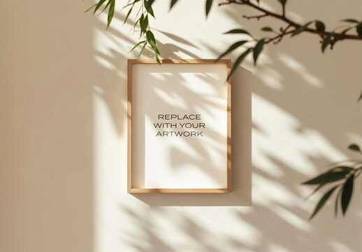Frame Interior Canvas Wall Art Poster Room Mockup Template Blank Paper Texture