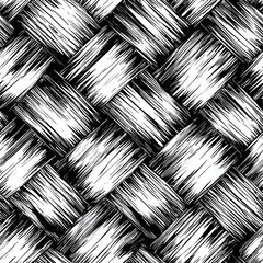 Intricate Black and White Woven Pattern with Crosshatched Lines Creating a Dynamic Abstract Geometric Design