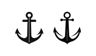 Two classic black ship anchors facing opposite directions