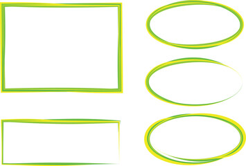 light green yellow lines colorful abstract doodle shapes borders