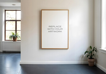 Frame Interior Canvas Wall Art Poster Room Mockup Template Blank Paper Texture