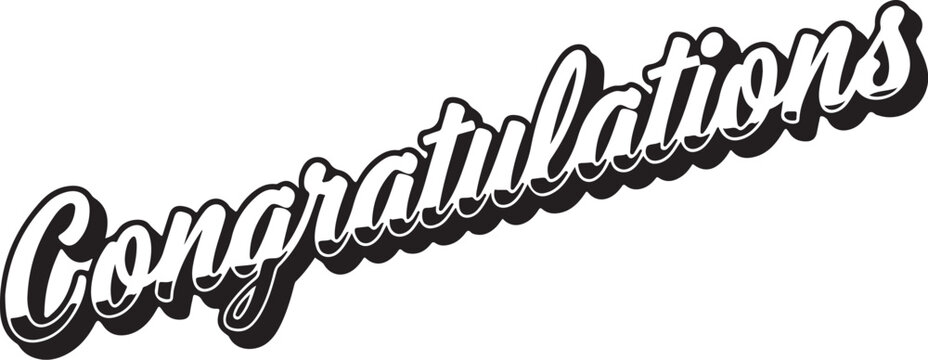 Vector art of retro style congratulations text with shadow effect