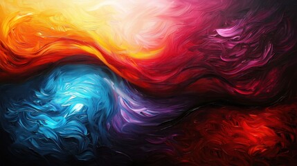 Abstract swirling colors, opposing forces, dynamic energy